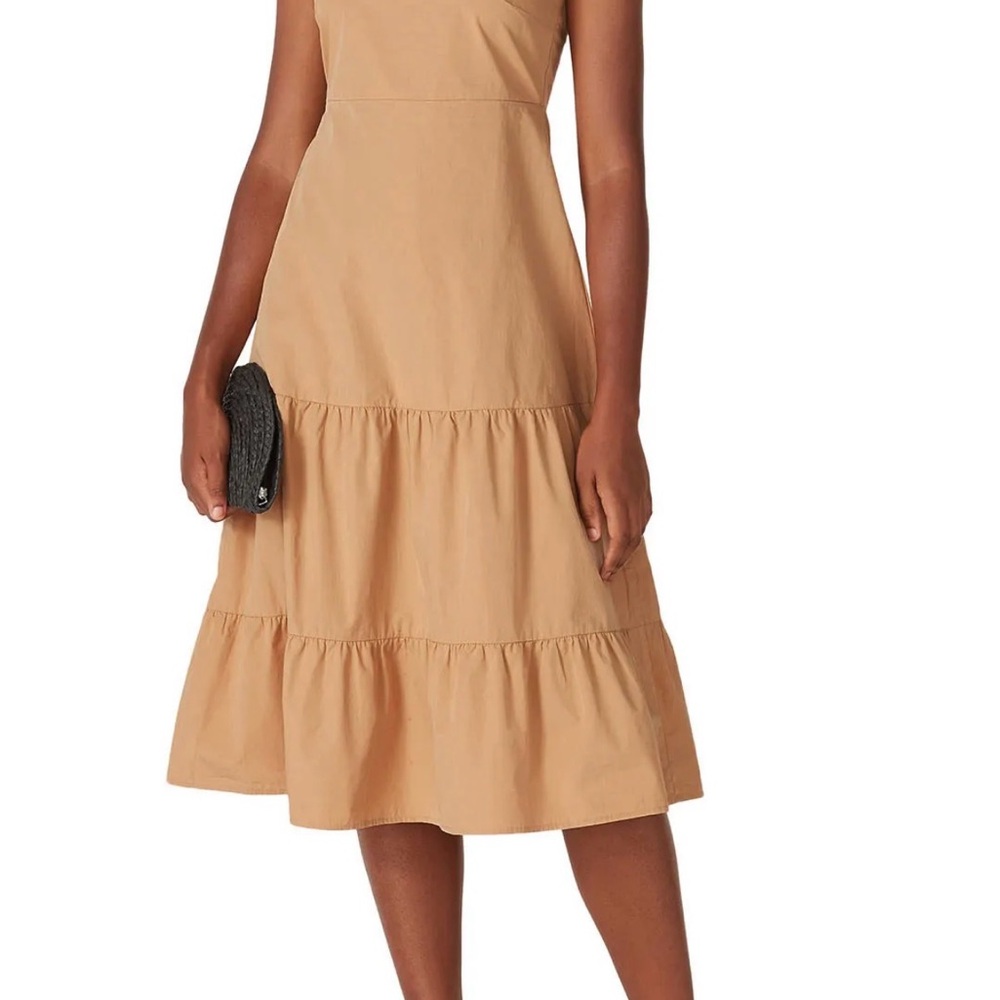Madewell Sleeveless Tiered Midi Dress in Camel Tan - size 2